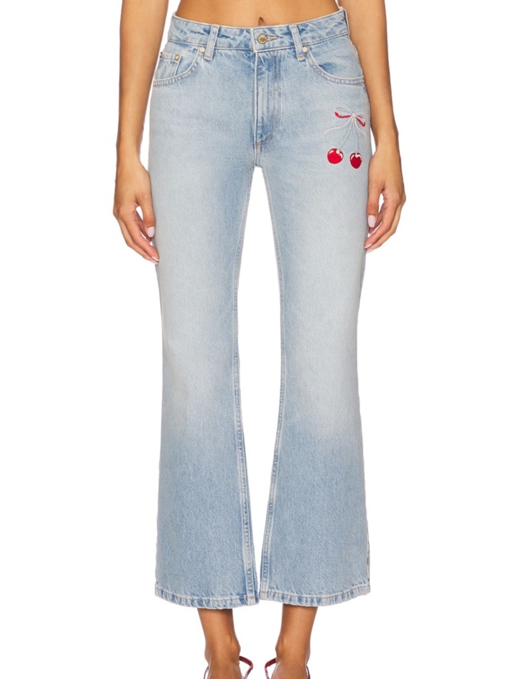 Love Shack Fancy Sami Pant in Blue Cherry